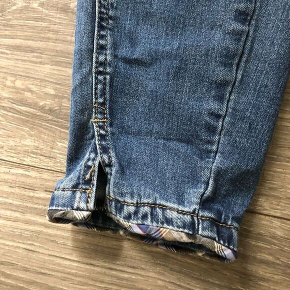 kancan skinny jeans size 9 plaid hem distressed 28 long holes med wash - Picture 2 of 13